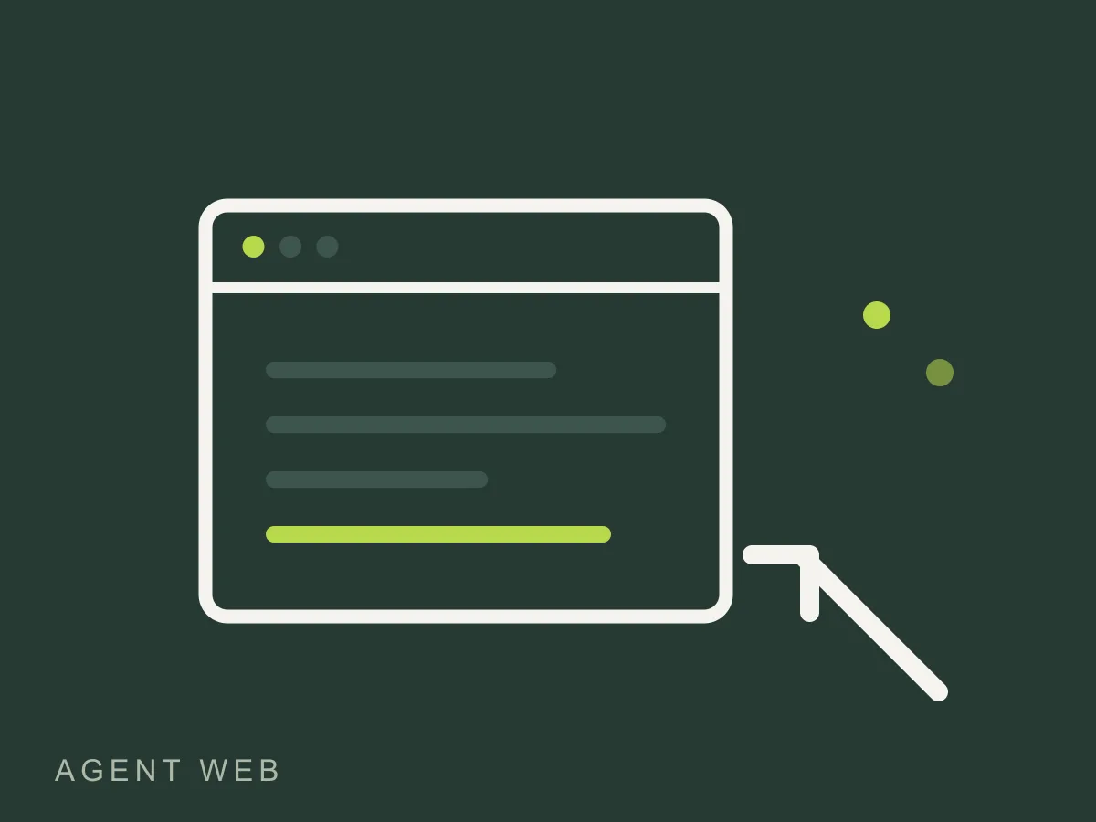 Browser window with an agent arrow pointing at it